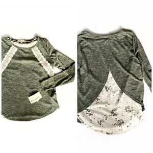 🎉🌹NWT Long Sleeve Lace Detail and Fly Away Top